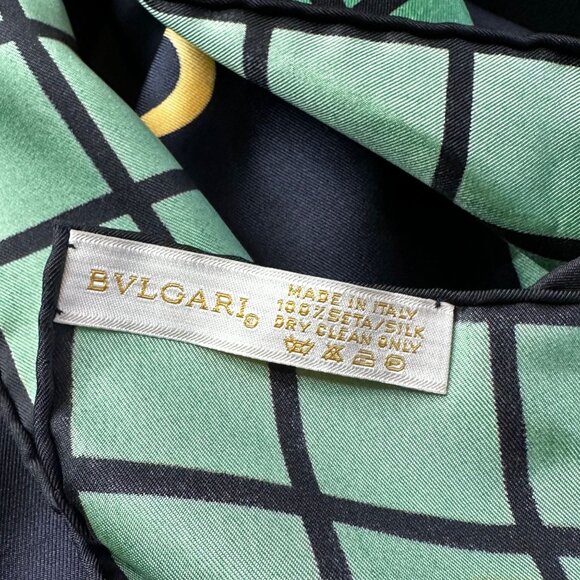 Bvlgari Silk Scarf Vintage Gondola Designer Davide Pizzigoni Blue Green 34" x 34 - Picture 12 of 12